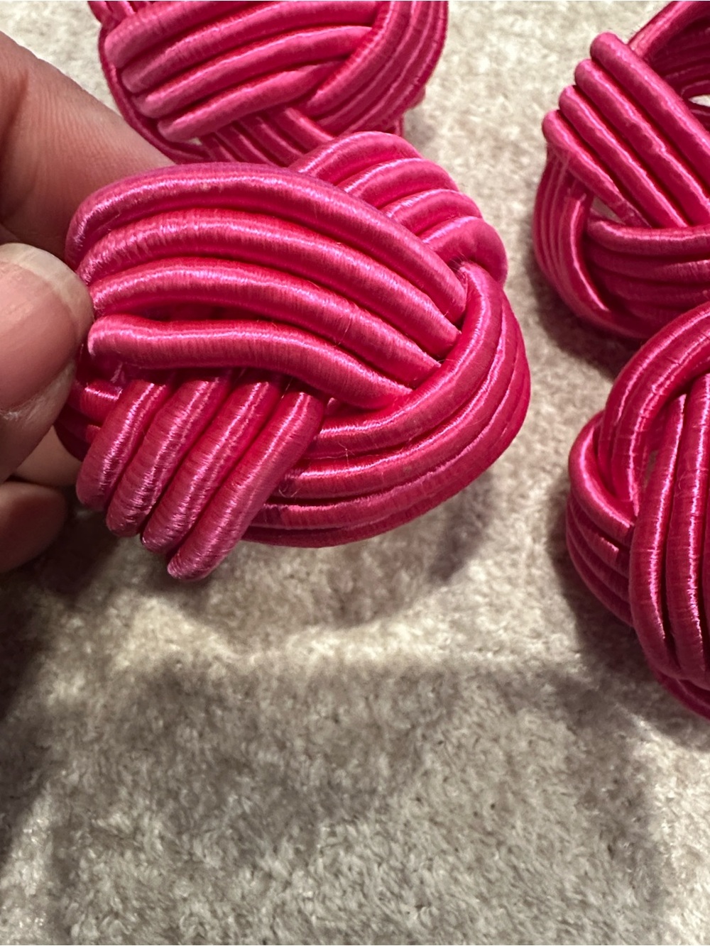 Hot Pink Decorative Knot Napkin Rings - Set of 20